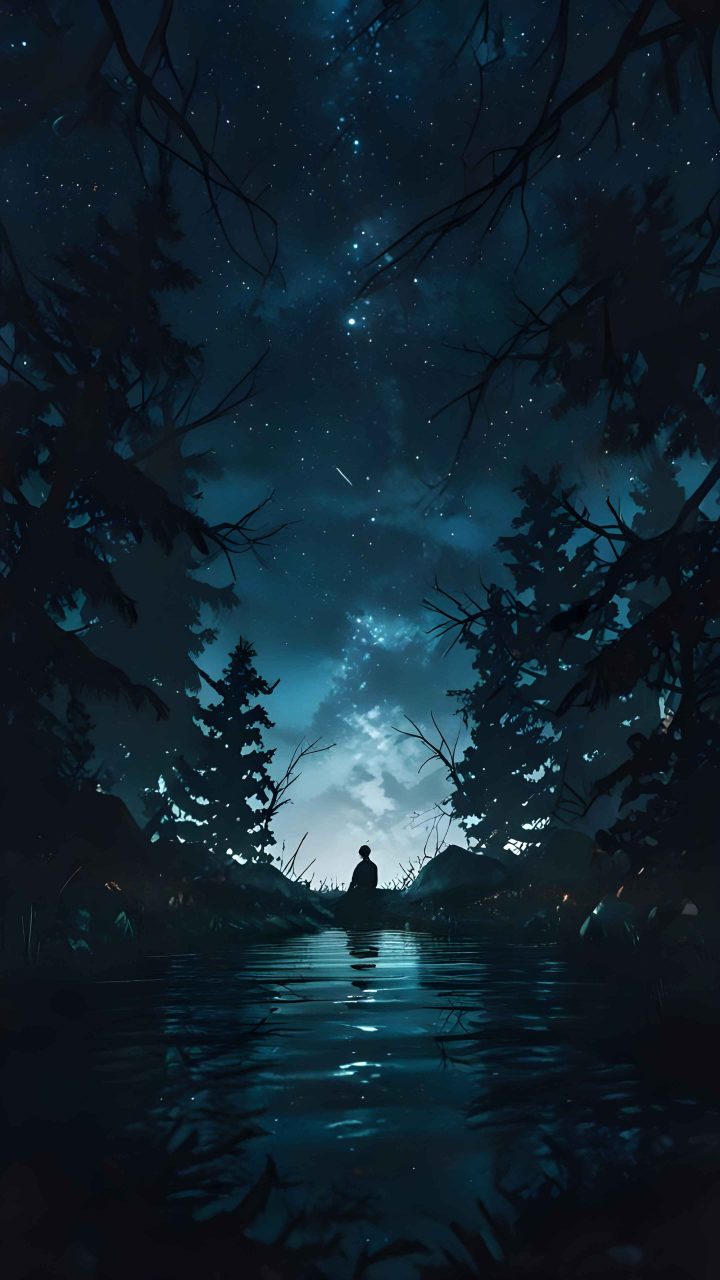 AI anime boy wallpaper 4K in a misty forest