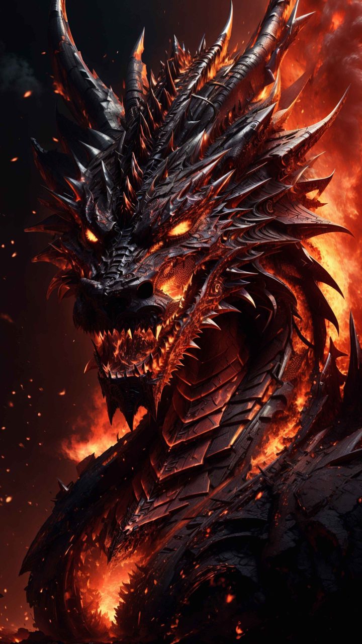 AI fire dragon in flames
