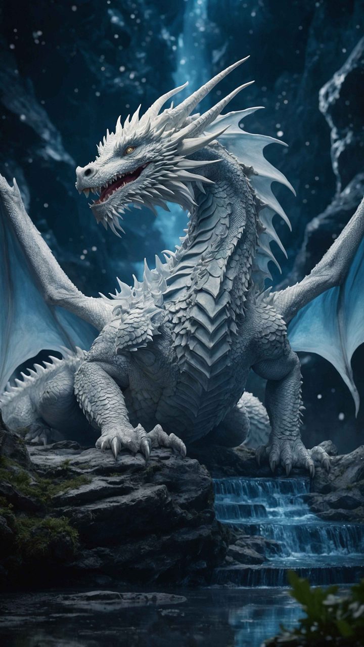 AI ice dragon in frozen landscape