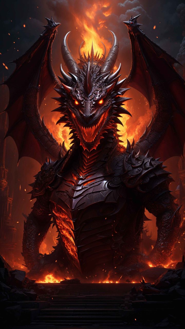 AI terrifying fire dragon
