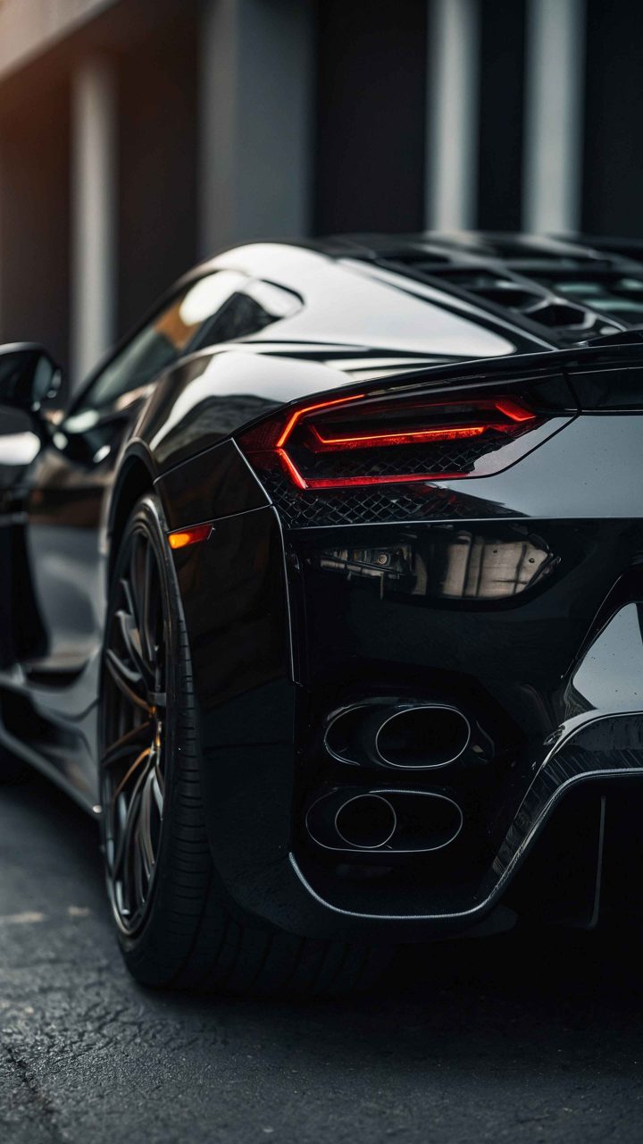 Black sports car wallpaper in 4K resolution